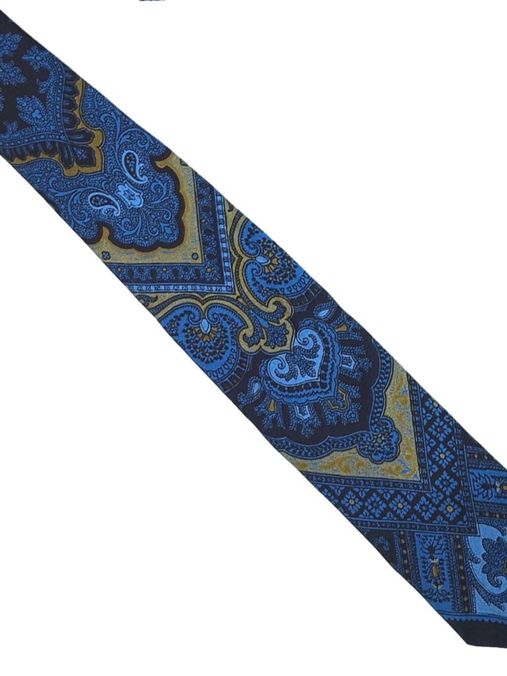 Vtg Damon Blue Gold Black Paisley Medallion Tie Necktie 2.75 x 55